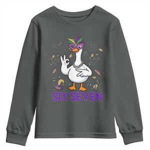 67 Mardi Gras Youth Sweatshirt Funny Goose Meme Carnival Trendy TS14 Dark Heather Print Your Wear