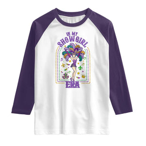 Mardi Gras Queen Raglan Shirt In My Showgirl Era TS14 White Purple Print Your Wear