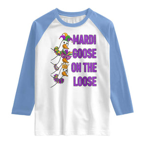 Funny Mardi Gras Raglan Shirt Louisiana Carnival Silly Goose Festival TS14 White Carolina Blue Print Your Wear