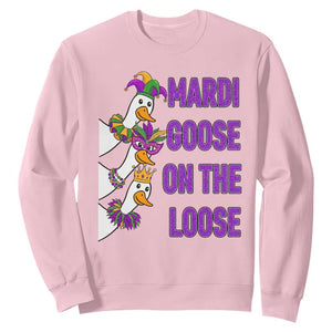 Funny Mardi Gras Sweatshirt Louisiana Carnival Silly Goose Festival TS14 Light Pink Print Your Wear