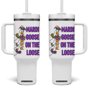 Funny Mardi Gras Tumbler With Handle Louisiana Carnival Silly Goose Festival TS14 One Size: 40 oz White Print Your Wear