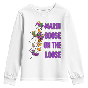 Funny Mardi Gras Youth Sweatshirt Louisiana Carnival Silly Goose Festival TS14 White Print Your Wear