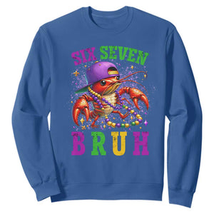 67 Mardi Gras Sweatshirt Funny Crawfish Six Seven Bruh Meme TS14 Royal Blue Print Your Wear