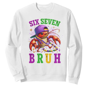 67 Mardi Gras Sweatshirt Funny Crawfish Six Seven Bruh Meme TS14 White Print Your Wear