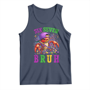 67 Mardi Gras Tank Top Funny Crawfish Six Seven Bruh Meme TS14 Navy Print Your Wear