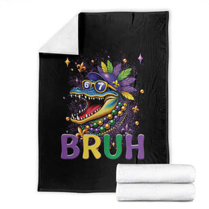 67 Mardi Gras Throw Blanket Funny Alligator Six Seven Bruh Meme TS14 Black Print Your Wear