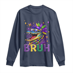 67 Mardi Gras Long Sleeve Shirt Funny Alligator Six Seven Bruh Meme TS14 Navy Print Your Wear