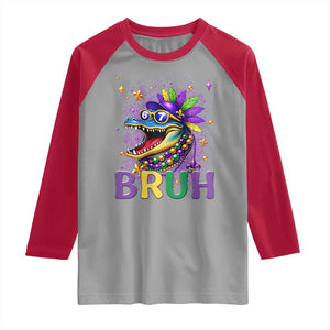 67 Mardi Gras Raglan Shirt Funny Alligator Six Seven Bruh Meme TS14 Sport Gray Red Print Your Wear