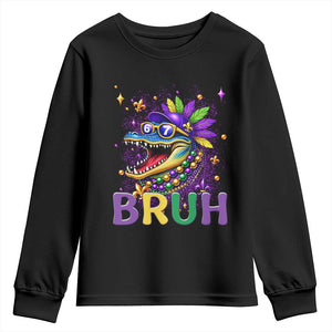 67 Mardi Gras Youth Sweatshirt Funny Alligator Six Seven Bruh Meme TS14 Black Print Your Wear