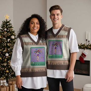 The Life Of The Mardi Gras Queen V-Neck Knit Sweater Vest TS14 Mocha Mousse Print Your Wear