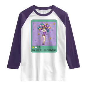 The Life Of The Mardi Gras Queen Raglan Shirt TS14 White Purple Print Your Wear