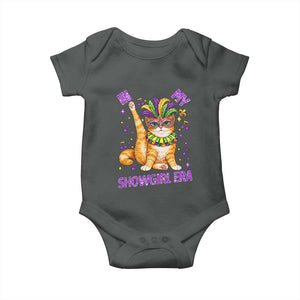 Mardi Gras Cat Baby Onesie In My Showgirl Era TS14 Dark Heather Print Your Wear