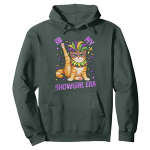 Mardi Gras Cat Hoodie In My Showgirl Era TS14 Dark Forest Green Print Your Wear