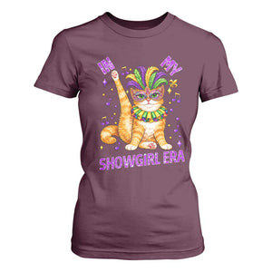 Mardi Gras Cat T Shirt For Women In My Showgirl Era TS14 Maroon Print Your Wear