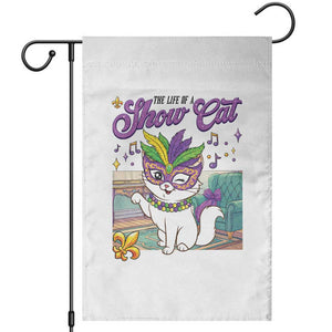 Cute Mardi Gras Cat Garden Flag The Life Of The Showcat TS14 White Print Your Wear