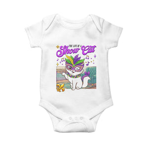 Cute Mardi Gras Cat Baby Onesie The Life Of The Showcat TS14 White Print Your Wear