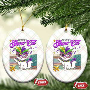 Cute Mardi Gras Cat Ceramic Ornament The Life Of The Showcat TS14 Print Your Wear