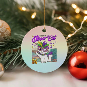 Cute Mardi Gras Cat Ceramic Ornament The Life Of The Showcat TS14 1pc Pastel Print Your Wear