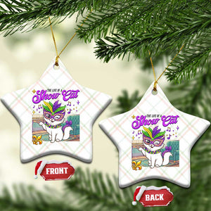 Cute Mardi Gras Cat Ceramic Ornament The Life Of The Showcat TS14 Print Your Wear