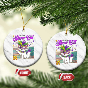 Cute Mardi Gras Cat Ceramic Ornament The Life Of The Showcat TS14 1pc White Marble Print Your Wear