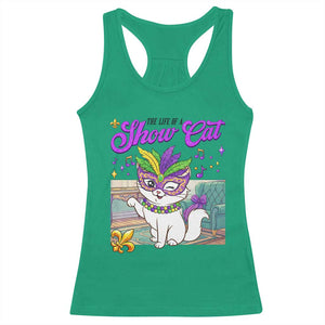 Cute Mardi Gras Cat Racerback Tank Top The Life Of The Showcat TS14 Irish Green Print Your Wear