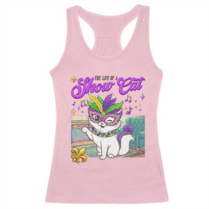 Cute Mardi Gras Cat Racerback Tank Top The Life Of The Showcat TS14 Light Pink Print Your Wear