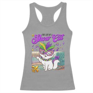 Cute Mardi Gras Cat Racerback Tank Top The Life Of The Showcat TS14 Sport Gray Print Your Wear