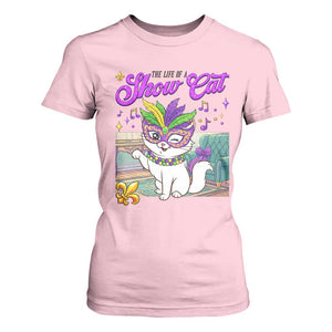 Cute Mardi Gras Cat T Shirt For Women The Life Of The Showcat TS14 Light Pink Print Your Wear
