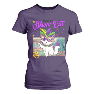 Cute Mardi Gras Cat T Shirt For Women The Life Of The Showcat TS14 Purple Print Your Wear