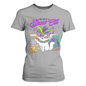 Cute Mardi Gras Cat T Shirt For Women The Life Of The Showcat TS14 Sport Gray Print Your Wear