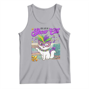 Cute Mardi Gras Cat Tank Top The Life Of The Showcat TS14 Athletic Heather Print Your Wear