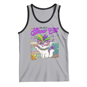 Cute Mardi Gras Cat Tank Top The Life Of The Showcat TS14 Athletic Heather Black Print Your Wear