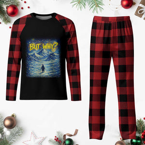 But Why Penguin Plaid Pajama Set Starry Night Van Gogh Nihilist Penguin Hiking TS14 Buffalo Plaid Print Your Wear