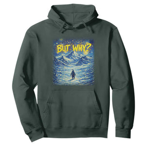 But Why Penguin Hoodie Starry Night Van Gogh Nihilist Penguin Hiking TS14 Dark Forest Green Print Your Wear