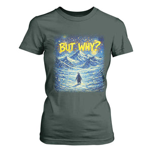 But Why Penguin T Shirt For Women Starry Night Van Gogh Nihilist Penguin Hiking TS14 Dark Forest Green Print Your Wear