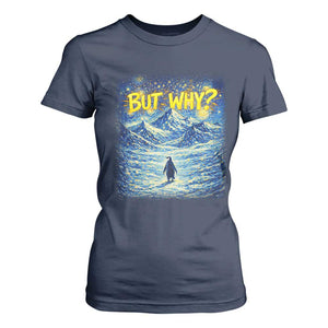 But Why Penguin T Shirt For Women Starry Night Van Gogh Nihilist Penguin Hiking TS14 Navy Print Your Wear