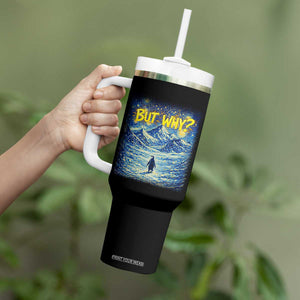 But Why Penguin Tumbler With Handle Starry Night Van Gogh Nihilist Penguin Hiking TS14 Print Your Wear