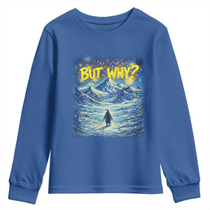 But Why Penguin Youth Sweatshirt Starry Night Van Gogh Nihilist Penguin Hiking TS14 Royal Blue Print Your Wear