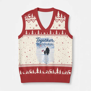 Funny Penguin Protest V-Neck Knit Sweater Vest Trump Nihilist Penguin Minimal Political Meme TS14 Beige Red Print Your Wear