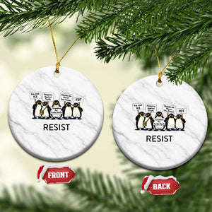 Penguins Resist Ceramic Ornament Nihilist Penguin Anti-Government Meme TS14 1pc White Marble Print Your Wear