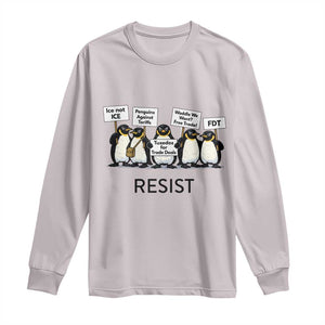 Penguins Resist Long Sleeve Shirt Nihilist Penguin Anti-Government Meme TS14 Ice Gray Print Your Wear