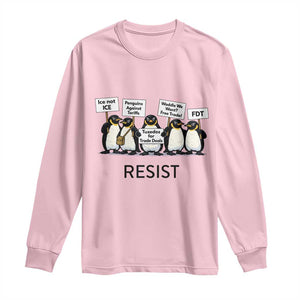 Penguins Resist Long Sleeve Shirt Nihilist Penguin Anti-Government Meme TS14 Light Pink Print Your Wear