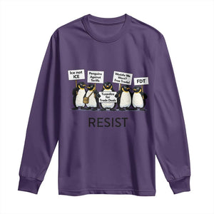 Penguins Resist Long Sleeve Shirt Nihilist Penguin Anti-Government Meme TS14 Purple Print Your Wear