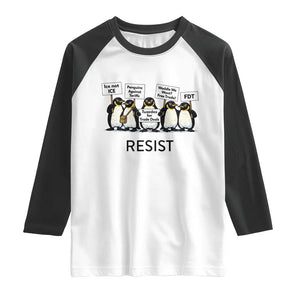 Penguins Resist Raglan Shirt Nihilist Penguin Anti-Government Meme TS14 White Black Print Your Wear