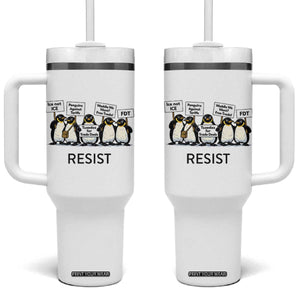 Penguins Resist Tumbler With Handle Nihilist Penguin Anti-Government Meme TS14 One Size: 40 oz White Print Your Wear