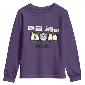Penguins Resist Youth Sweatshirt Nihilist Penguin Anti-Government Meme TS14 Purple Print Your Wear
