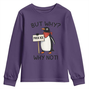 Fck ICE Youth Sweatshirt Nihilist Penguin Anti-Government Meme TS14 Purple Print Your Wear