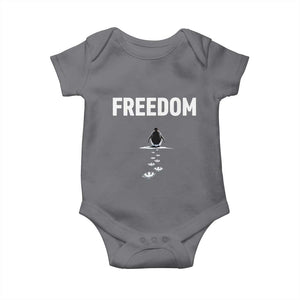 Penguin Freedom Baby Onesie Funny Nihilist Penguin Hiking Mountains TS14 Charcoal Print Your Wear