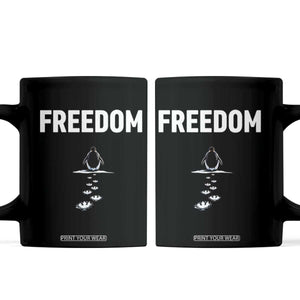 Penguin Freedom Coffee Mug Funny Nihilist Penguin Hiking Mountains TS14 Black Print Your Wear
