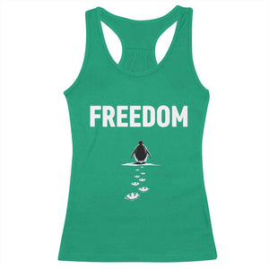 Penguin Freedom Racerback Tank Top Funny Nihilist Penguin Hiking Mountains TS14 Irish Green Print Your Wear